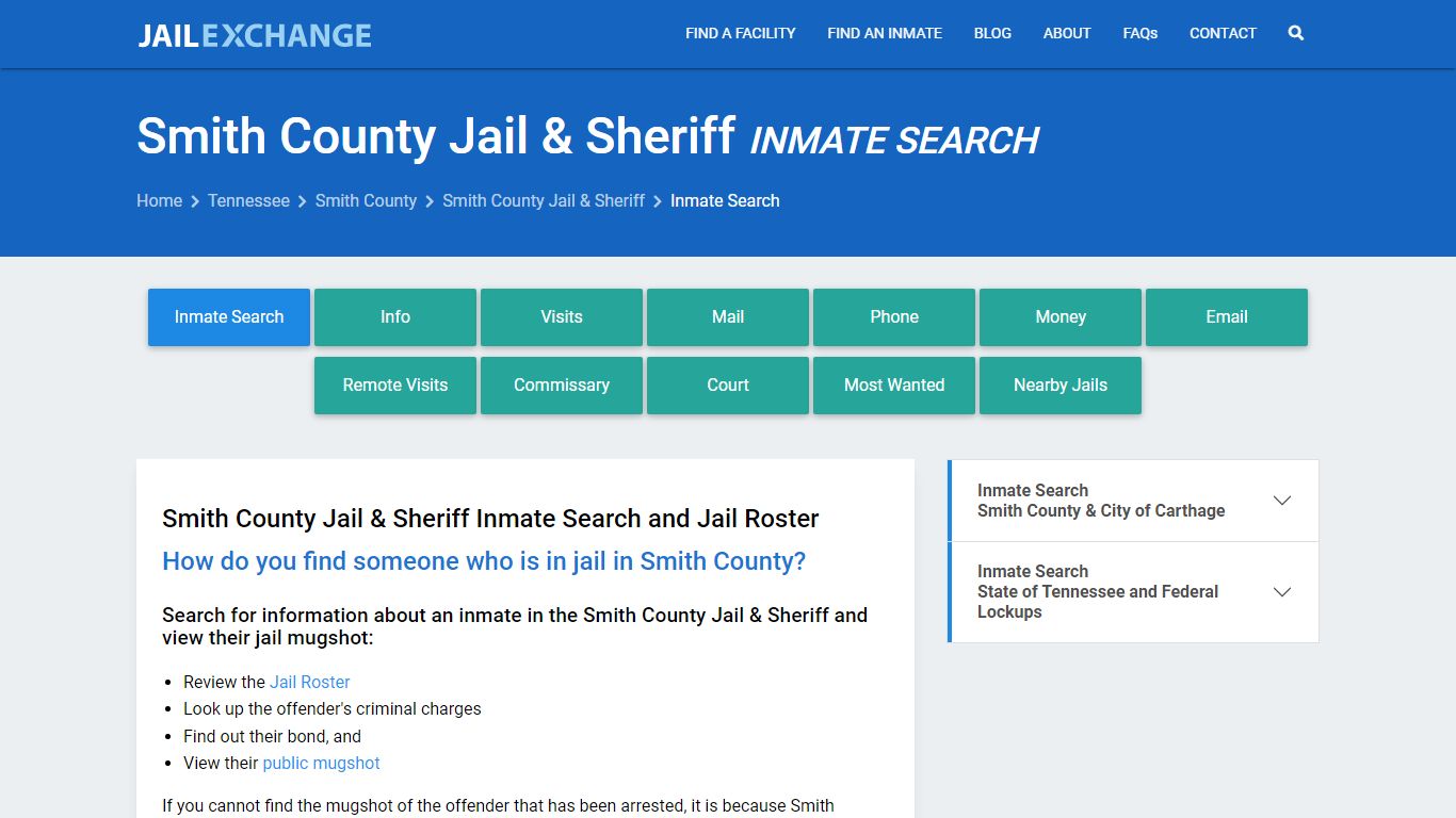 Smith County Jail & Sheriff Inmate Search - Jail Exchange